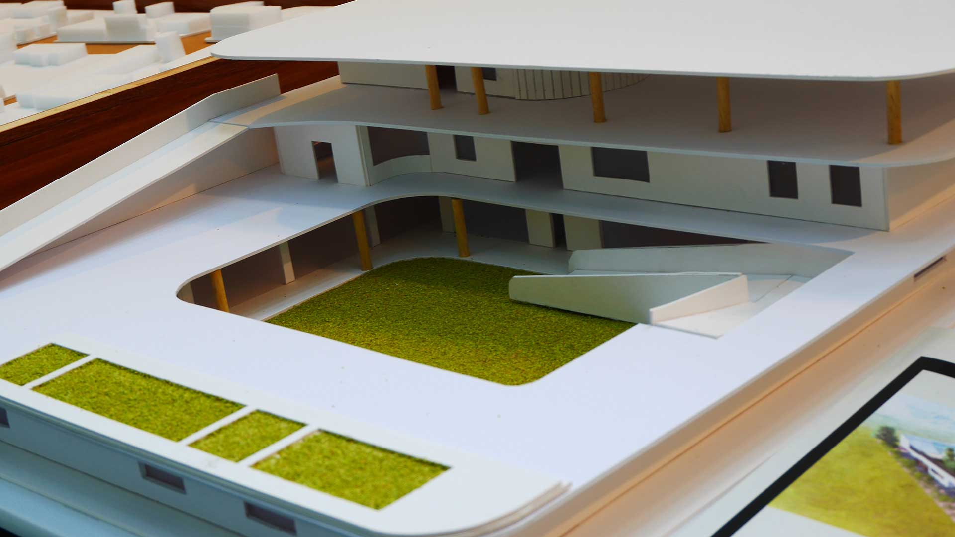 Close-up of architectural models